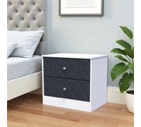 San Jose Ready Assembled Matt Indigo & White 2 Drawer Wide Bedside Chest (H)521mm (W)570mm (D)395mm