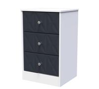 San Jose Ready Assembled Matt Indigo & White 3 Drawer Bedside Chest (H)726mm (W)450mm (D)395mm