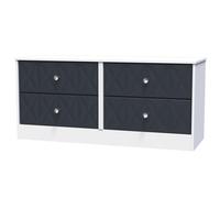 San Jose Ready Assembled Matt Indigo & White 4 Drawer Wide Chest (H)521mm (W)1146mm (D)395mm