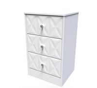 San Jose Ready Assembled Matt White 3 Drawer Bedside Chest (H)726mm (W)450mm (D)395mm