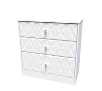 San Jose Ready Assembled Matt White 3 Drawer Chest (H)791mm (W)766mm (D)395mm