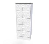 San Jose Ready Assembled Matt White 5 Drawer Bedside Chest (H)1120mm (W)450mm (D)395mm