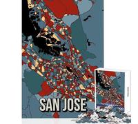 San Jose Retro City Map for Adults 1000 Piece Puzzle Train Logical Thinking And Problem-solving Relaxing Stress Free Enjoyment (38x52cm)