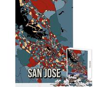 San Jose Retro City Map Jigsaw Puzzles for Adults 1000 Pieces Improve Detailed Observation Skills Mindful Relaxing Leisure Game (50x75cm)