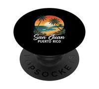 San Juan Puerto Rico Sunset Coast Palm Trees PopSockets Adhesive PopGrip