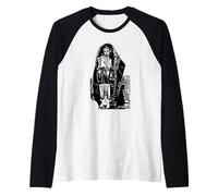 San Judas Tadeo - Jesus Malverde, Black and White Raglan Baseball Tee