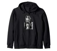 San Judas Tadeo - Jesus Malverde, Black and White Zip Hoodie