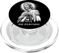 San Judas Tadeo - St. Jude Art Black and White PopSockets PopGrip for MagSafe