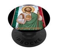 San Judas Tadeo - St. Jude Art Devocion mexican flag PopSockets Adhesive PopGrip