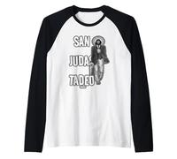 San Judas Tadeo - St. Jude Negocio Black and White Raglan Baseball Tee
