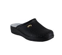 San Malo Womens Leather Clogs Kitchen Garden Heeled Mules Shoes - Main Colour: Black | Shoe Size: UK 7