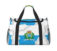 San Marino Flag Map print Travel Duffle Bag Gym Bag for Women,Puffer Tote Bag,Weekender Overnight Bag Organizer, Black, One Size