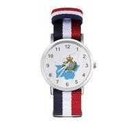 SAN Marino Map Flag Woven Strap Watch Multicolor Wristwatch Easy Reader Analog Watches for Men Women Birthday Gift