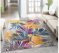 San Marino Modern Living Room Area Rug - Low Pile Leaf Design Desire Rugs Multi 120cm x 170cm