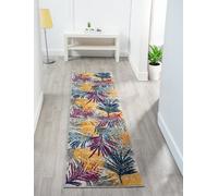Desire Rugs San Marino Modern Living Room Area Rug - Low Pile Leaf Design Muti Coloured Multi Colour 60Cm X 220Cm, Multi