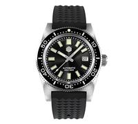 San Martin 37mm New 62mas Diver Mens Watches Classic Sapphire Glass PT5000 Automatic Mechanical Stainless Steel Dress Wristwatches (Rubber Strap)