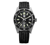 San Martin 62MAS Men's Automatic Diving Watch Sapphire Crystal 200m Water Resistance Stainless Steel Case Silicone Strap, black, classic