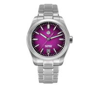 San Martin Men's Watch SN0144 Automatic Movement 9015 Sapphire Crystal 10 Bar Diving Watch for Men Blue Dial, purple, 39mm, Bracelet