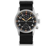 San Martin Military Chronograph Watches 37mm Sapphire Crystal SN0120 Pilot Watch VK61 Quartz Luminous Casual Wristwatches 100M Waterproof Sport Watch with Nylon Strap, Black
