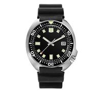 San Martin New Automatic Stainless Steel Dive 6105 Watches Sun Pattern Dial NH35 Mov't Mechanical Wristwatch for Men Women Gifts (Black no Logo), black no logo, Mechanical