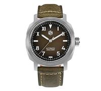 San Martin SN0065G Gradient Brown Men Watch Vintage YN55 Automatic Mechanical 10 Bar Leather Strap Sapphire Glass Wristwatches, with logo