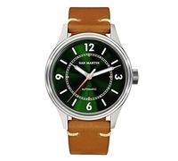 San Martin SN0108G2 Enamel Blue Dial Men Pilot Watch NH35 Automatic Mechanical Sapphire Glass Leather Strap Wristwatches, green, Mechanical