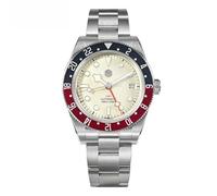 San Martin SN0109G V2 Automatic Men's Watch, NH34 Movement 39 mm Diving Watches, 10 Bar Waterproof Sapphire Glass BGW-9 Luminous Mechanical Watch, White, Bracelet