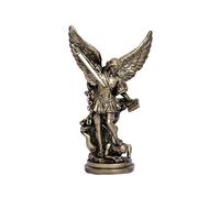 San Miguel Arcangel 12inch St Michael Statue - Saint Archangel Michael Defeated Lucifer Tramples Demon Resin Battle Angel Bronze Collectible Religious Figurine
