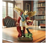 San Miguel Archangel Statue - Saint Michael Statue Miguel Archangel Statue Defeated Lucifer Tramples Demon Statue, Religious Collectible Angel Sculpture, 5.31” H