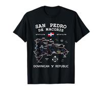San Pedro de Macoris Dominican Republic Flag Map Coordinates T-Shirt