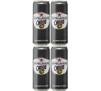 San Pellegrino Chinotto Chinò Italian Sparkling Bitter Orange Soft Drink, 330ml Cans, Pack of 4