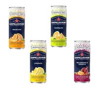 San Pellegrino Fizzy Soft Drink Mixed Case of 12 (330ml Cans) - Lemon, Orange, Grapefruit, Orange & Pomegranate