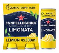 San Pellegrino Italian Sparkling Drinks Classic Taste Original Sparkling Lemon Canned Soft Drink 4 x 330 ml