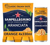 San Pellegrino Italian Sparkling Drinks Classic Taste Original Sparkling Orange Canned Soft Drink 4 x 330 ml