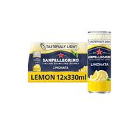 San Pellegrino Italian Sparkling Drinks Tastefully Light Sparkling Lemon Canned Soft Drink 12 x 330ml | 73k Cals per Can