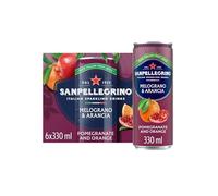 San Pellegrino Italian Sparkling Drinks Tastefully Light Sparkling Pomegranate & Orange Canned Soft Drink 6 x 330ml | 68 kCals per Can