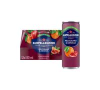 San Pellegrino Italian Sparkling Drinks Tastefully Light Sparkling Pomegranate & Orange Canned Soft Drink 12 x 330ml | 68 kCals per Can