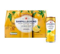 San Pellegrino Italian Sparkling Drinks Zero Sparkling Lemon Canned Soft Drink 12 x 330ml | 21kCals per can