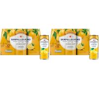 San Pellegrino Italian Sparkling Drinks Zero Sparkling Lemon Canned Soft Drink 12 x 330ml | 21kCals per can (Pack of 2)