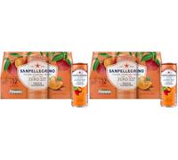 San Pellegrino Italian Sparkling Drinks Zero Sparkling Peach & Clementine Canned Soft Drink 12 x 330ml, 21kCals per can (Pack of 2)