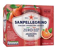 San Pellegrino Italian Sparkling Soft Drink Zero Blood Orange Can 330 ml Pack of 6