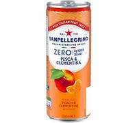 San Pellegrino Italian Sparkling Soft Drink Zero Peach & Clementine Can 330 ml Pack of 6