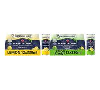 San Pellegrino Italian Tastefully Light Sparkling Lemon Canned Soft Drink 12 x 330ml | 73k Cals per Can & San Pellegrino Italian Tastefully Light Sparkling Lemon & Mint Canned Soft Drink 12 x 330ml