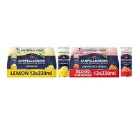 San Pellegrino Italian Tastefully Light Sparkling Lemon Canned Soft Drink 12 x 330ml | 73k Cals per Can & San Pellegrino Italian Tastefully Light Sparkling Blood Orange Canned Soft Drink 12 x 330ml