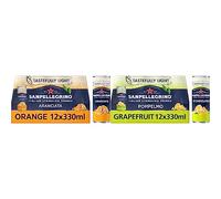 San Pellegrino Italian Tastefully Light Sparkling Orange Canned Soft Drink 12 x 330ml | 64k Cals per Can & Tastefully Light Sparkling Grapefruit Canned Soft Drink 12 x 330ml | 70 kCals per Can