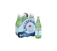 San Pellegrino Sparkling Natural Mineral Water 6x1L - Naturally carbonated with fine mid-sized bubbles, perfect for meals and moments