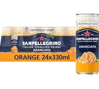 San Pellegrino Tastefully Light Italian Sparkling Soft Drinks (24 Cans x 330ml, Aranciata Orange)
