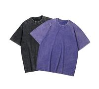 SAN Platina Oversized T Shirt Men Women,Vintage Heavyweight Cotton Tshirt,Basic Crew Neck T-Shirt,2 Pack Blue Black T-Shirts(4XL)