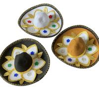 San Rafael Arcangel Set of 3 Mini Traditional Mexican Charro Sombreros for Bottles or Tabletop Decor Mariachi Hats Cinco de Mayo Sombreritos Assorted Colors
