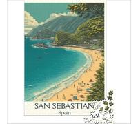 San Sebastián Beach Poster 1000 Pieces Puzzles for Adults | fun gift for dad to enjoy in his spare time at the weekend as a relaxing break from work and daily stress50x75cm